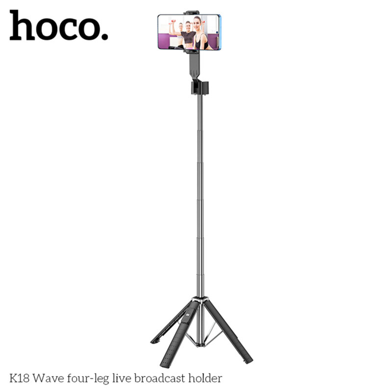 Selfie stick Bluetooth cu telecomanda Hoco K18, negru