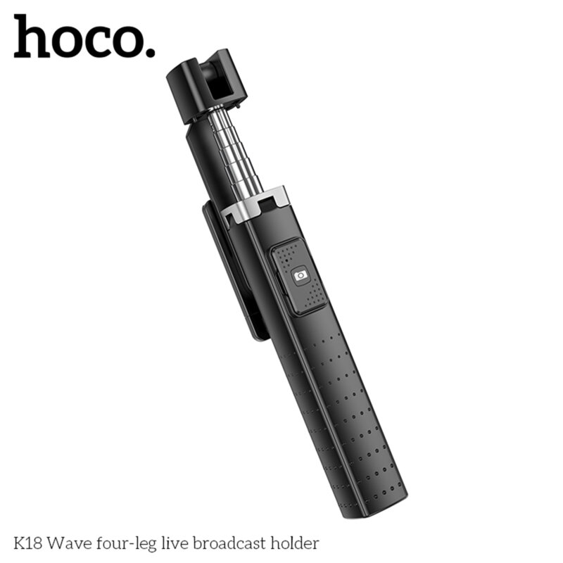 Selfie stick Bluetooth cu telecomanda Hoco K18, negru