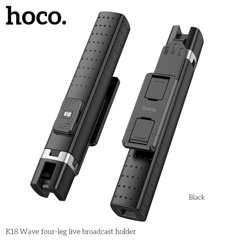 Selfie stick Bluetooth cu telecomanda Hoco K18, negru
