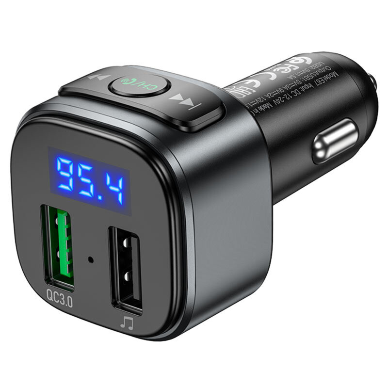 Modulator de masina Bluetooth FM USB 18W QC3.0 Hoco E67, negru