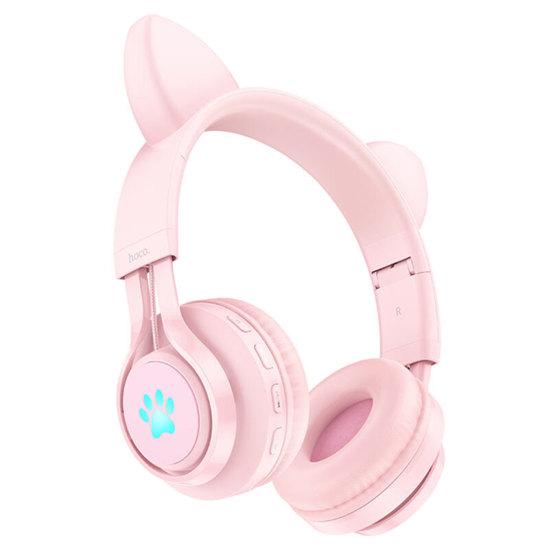 Casti cu urechi de pisica Bluetooth pentru copii Hoco W39, roz