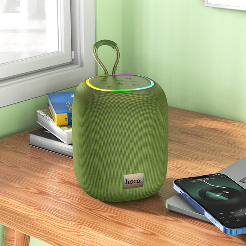 Boxa wireless portabila Hoco HC14, cu lumini RGB, verde
