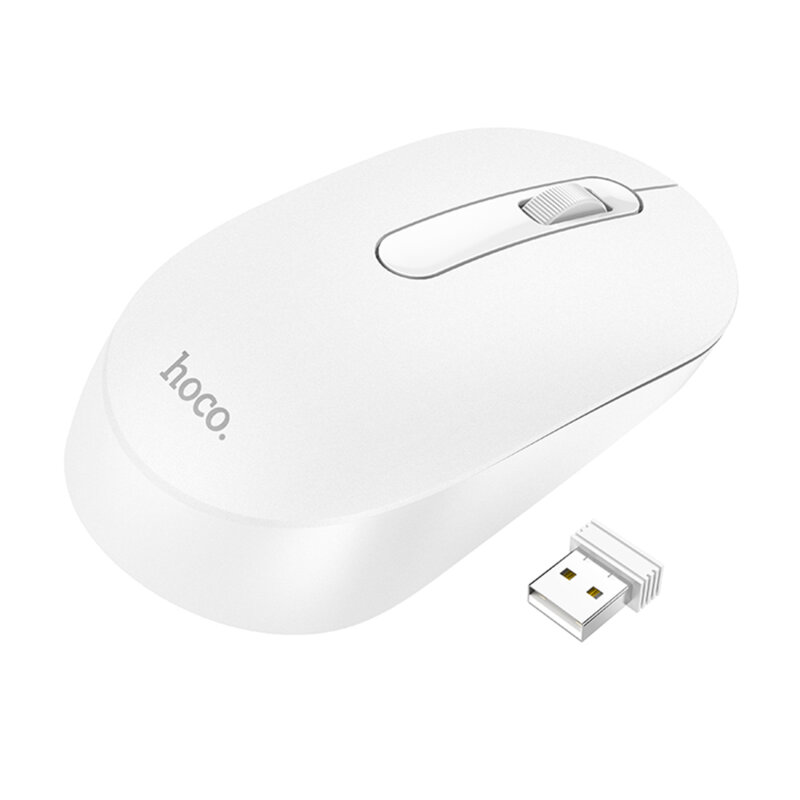 Mouse wireless pentru laptop 2.4G, 1200 DPI Hoco GM14, alb