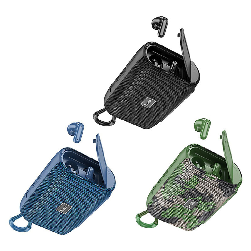 Mini boxa wireless portabila + casti Bluetooth Hoco HC15, negru