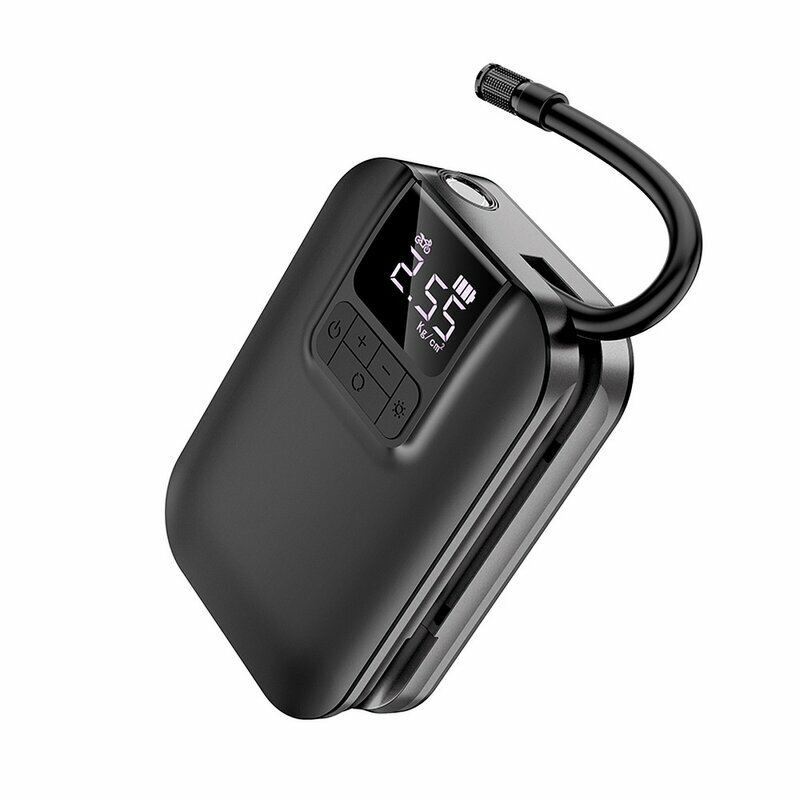 Mini compresor aer masina cu display digital Hoco S53, negru