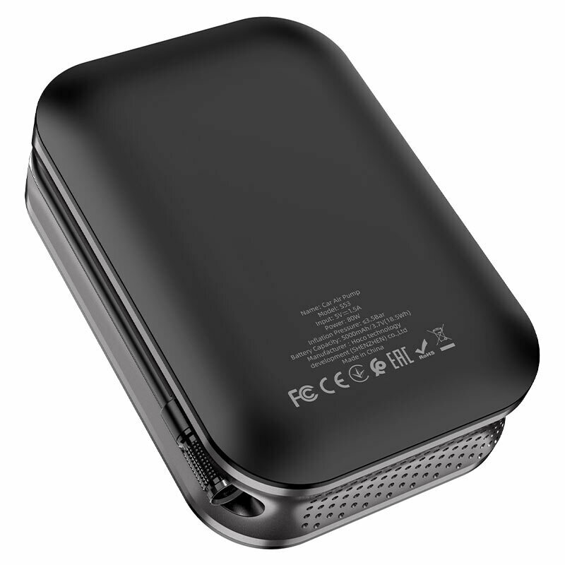 Mini compresor aer masina cu display digital Hoco S53, negru