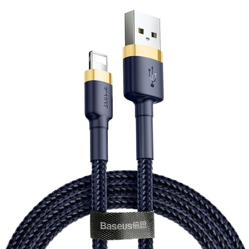 Cablu date iPhone Baseus, 2.4A, albastru/auriu, CALKLF-BV3