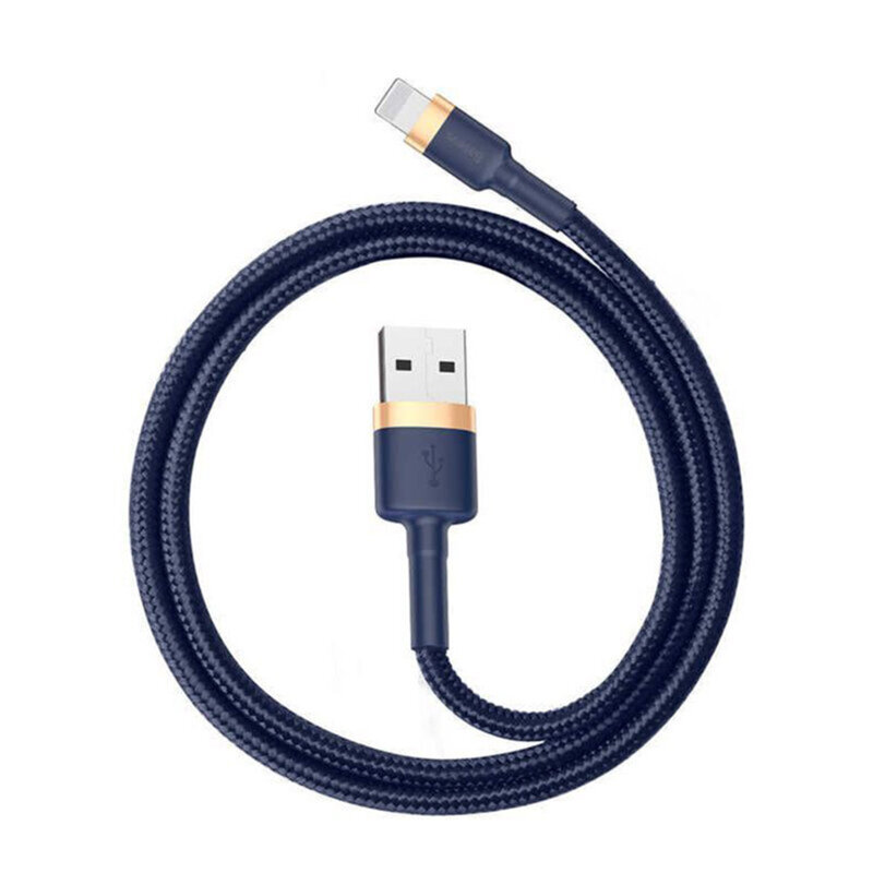 Cablu date iPhone Baseus, 2.4A, albastru/auriu, CALKLF-BV3