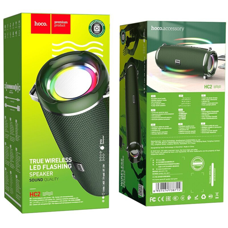 Boxa portabila waterproof 10W, Micro-SD, FM, Hoco HC2, verde