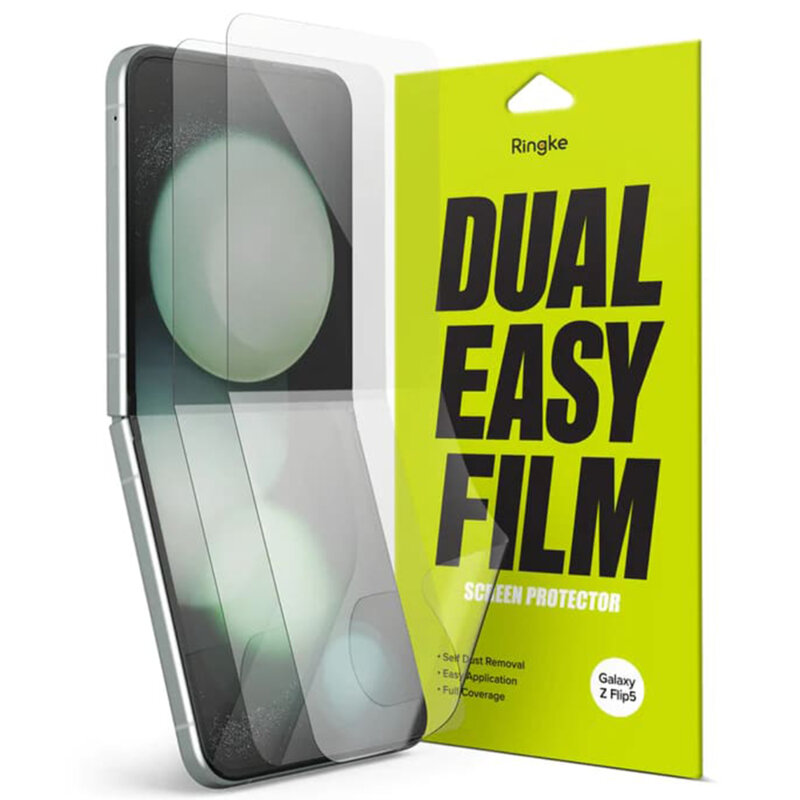 [Pachet 2x] Folie Samsung Galaxy Z Flip5 Ringke Dual Easy Film Full Coverage, transparenta