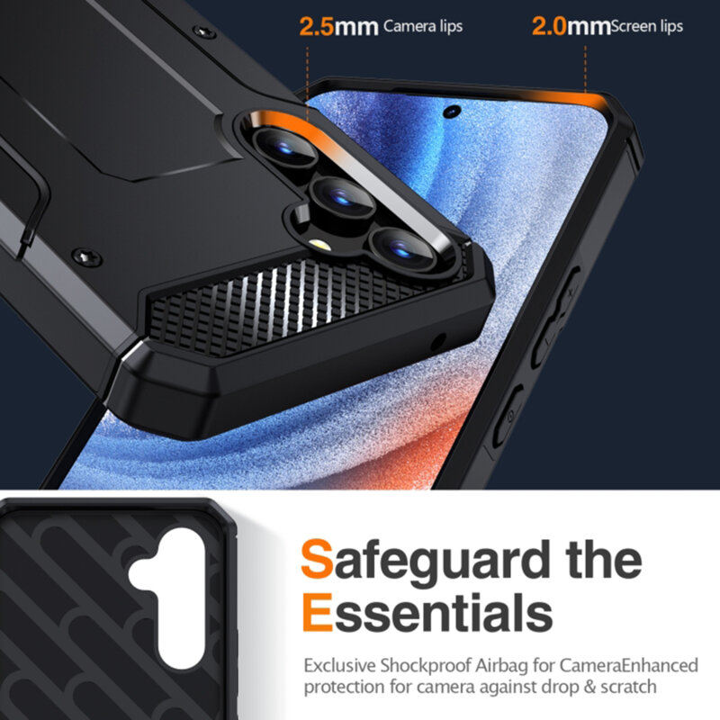 Husa antisoc Samsung Galaxy A54 Techsuit Hybrid Armor Kickstand, negru