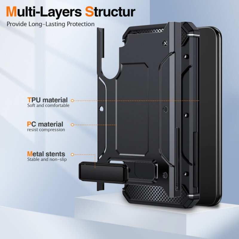 Husa antisoc Samsung Galaxy A54 Techsuit Hybrid Armor Kickstand, negru