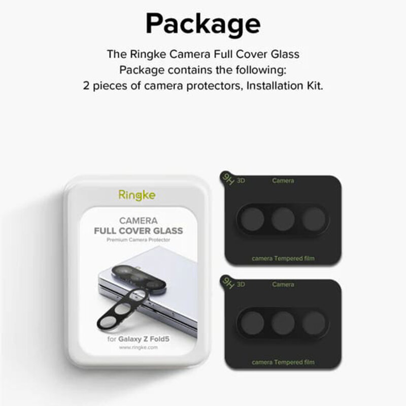 [Pachet 2x] Folie sticla camera Samsung Galaxy Z Fold5 Ringke Camera Protector, negru