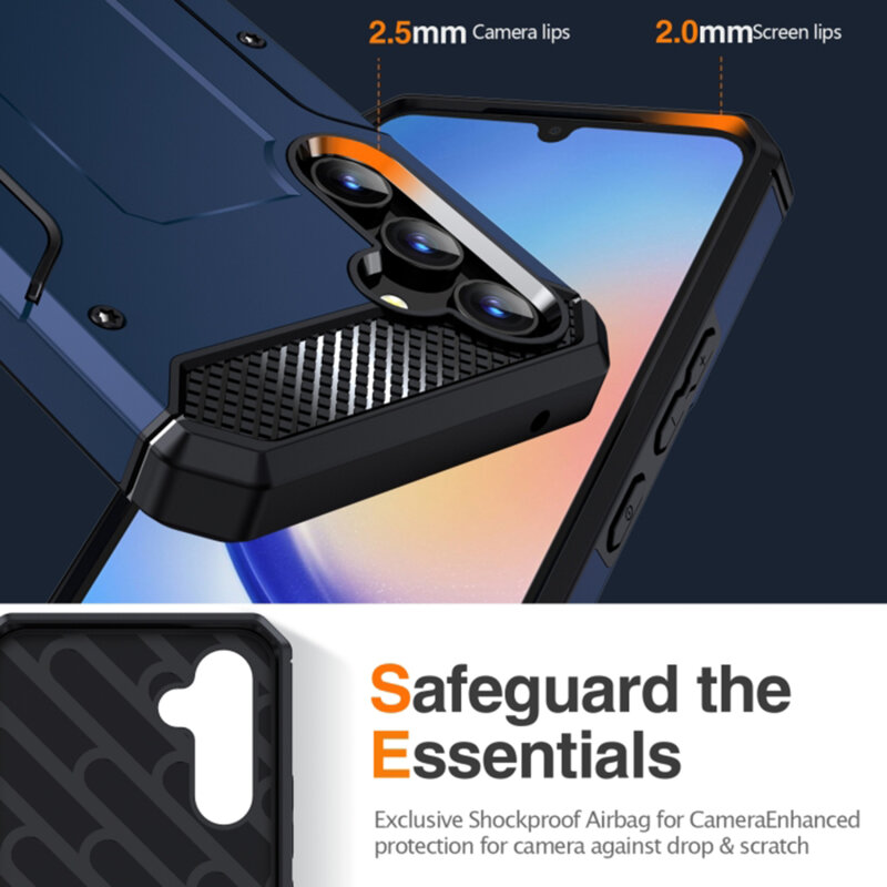 Husa antisoc Samsung Galaxy A34 5G Techsuit Hybrid Armor Kickstand, albastru