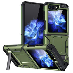 Husa antisoc Samsung Galaxy Z Flip5 Techsuit Hybrid Armor Kickstand, verde