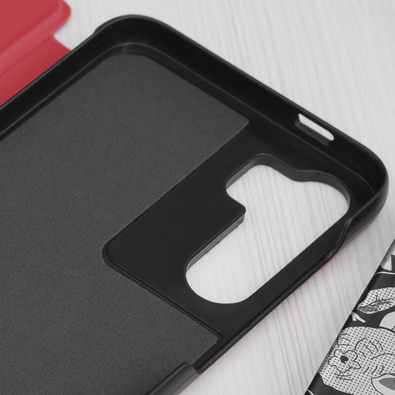 Husa Samsung Galaxy S23 FE Eco Leather View flip tip carte, rosu