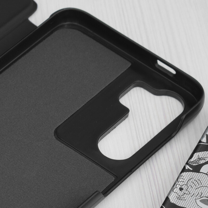 Husa Samsung Galaxy S23 FE Eco Leather View flip tip carte, negru