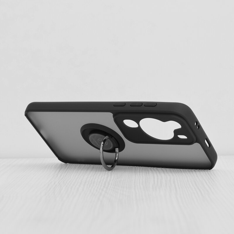 Husa Huawei P60 Techsuit Glinth cu inel suport stand magnetic, negru