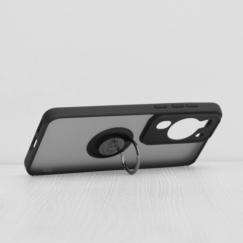 Husa Huawei P60 Pro Techsuit Glinth cu inel suport stand magnetic, negru