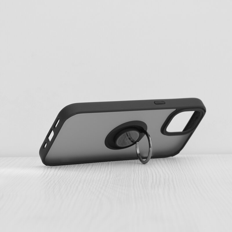 Husa iPhone 15 Techsuit Glinth cu inel suport stand magnetic, negru