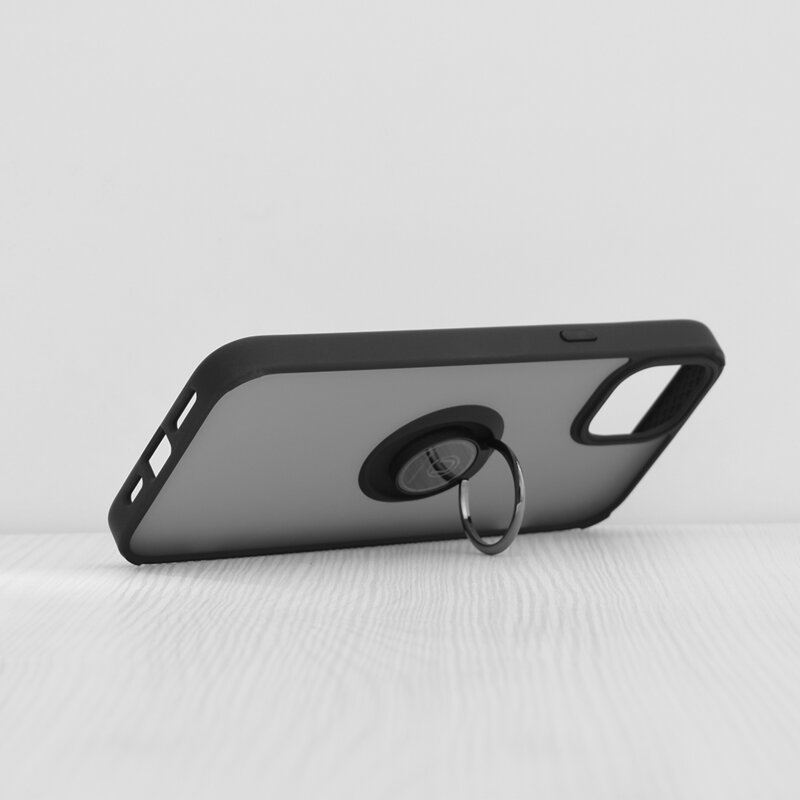 Husa iPhone 15 Plus Techsuit Glinth cu inel suport stand magnetic, negru
