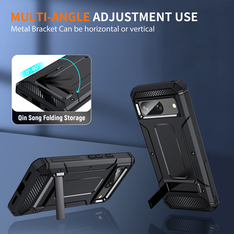 Husa antisoc Google Pixel 8 Techsuit Hybrid Armor Kickstand, negru