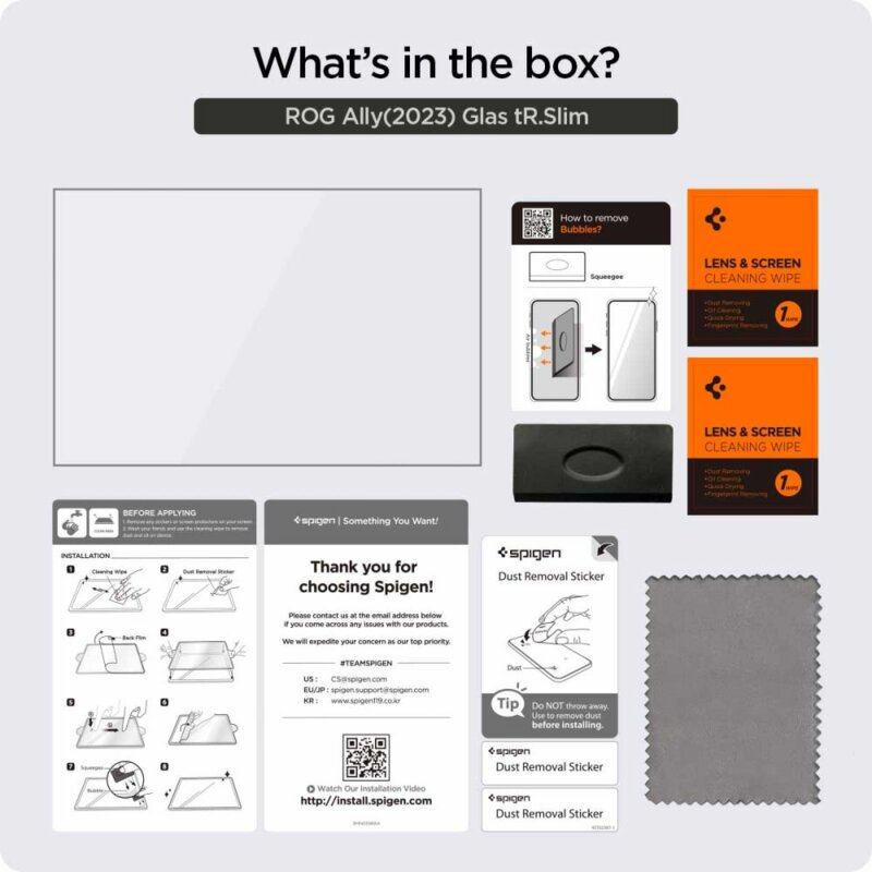 Folie sticla Asus ROG Ally Spigen Glas.tR Slim, transparenta