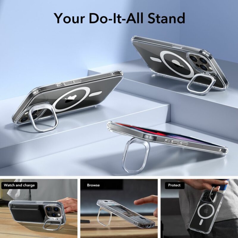 Husa iPhone 15 Pro Max ESR Classic Hybrid HaloLock Kickstand, transparenta