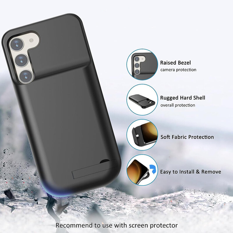 Husa cu baterie Samsung Galaxy S23 Techsuit Power Pro, 5000mAh, negru