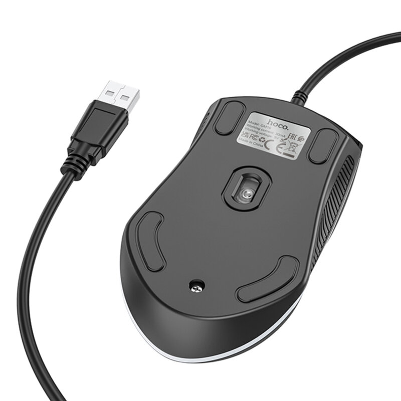 Mouse PC cu fir, pentru gaming Hoco GM19, 1000 DPI,  negru