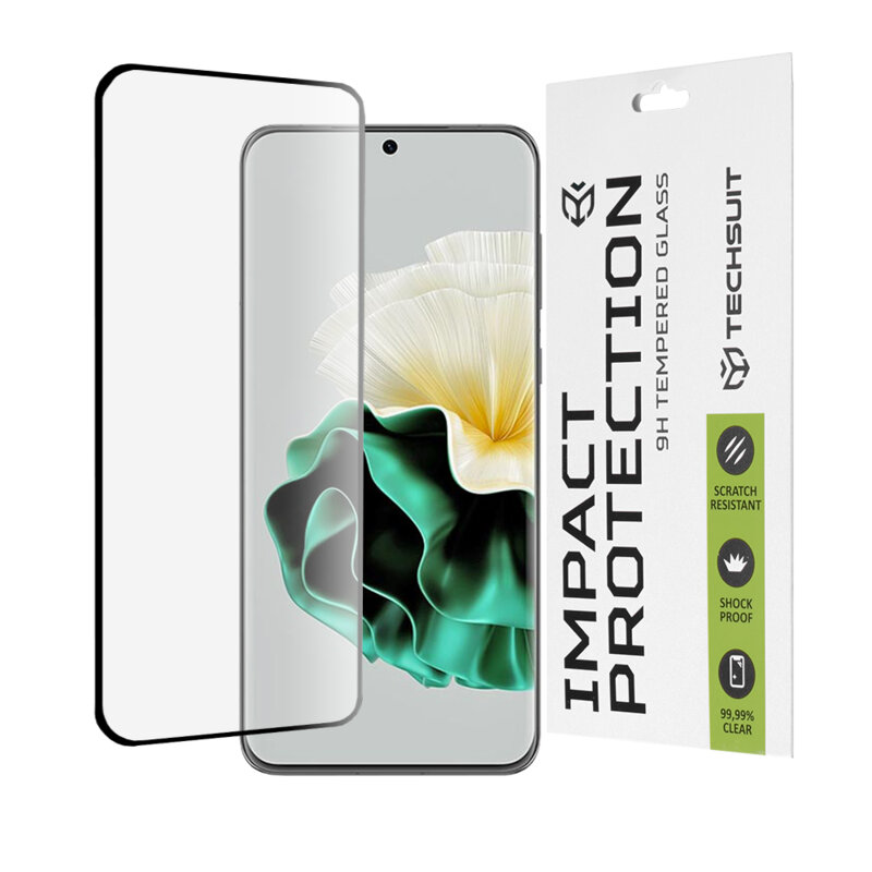 Folie sticla 3D curbata Huawei P60 Techsuit 111D Full Glue Full Cover, negru