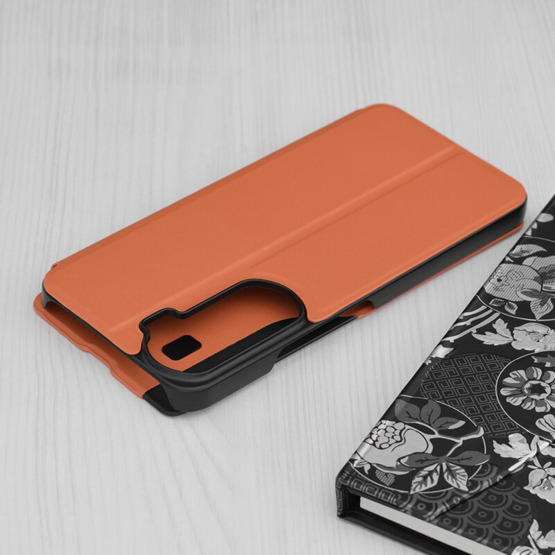 Husa Honor 90 Lite Eco Leather View flip tip carte, portocaliu