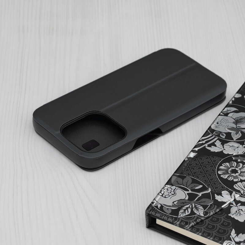 Husa iPhone 15 Pro Eco Leather View flip tip carte, negru