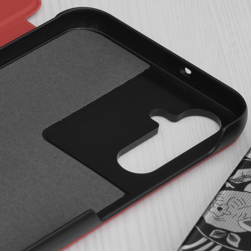 Husa Samsung Galaxy A25 5G Eco Leather View flip tip carte, rosu