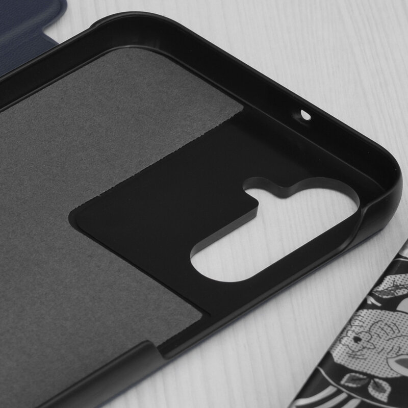 Husa Samsung Galaxy A25 5G Eco Leather View flip tip carte, albastru