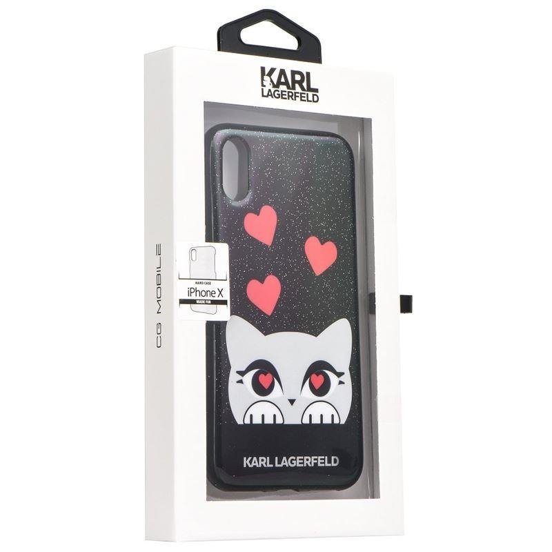 Bumper iPhone X, iPhone 10 Karl Lagerfeld Choupette Valentine - Negru KLHCPXVDCBK
