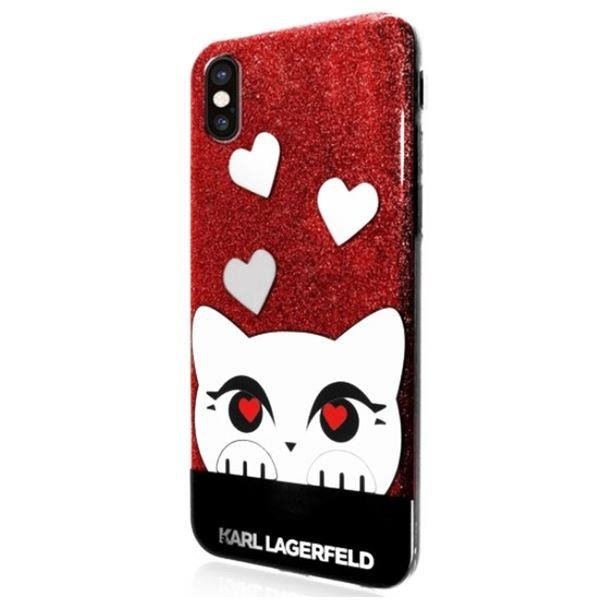 Bumper iPhone X, iPhone 10 Karl Lagerfeld Choupette Valentine - Rosu KLHCPXVDCRE