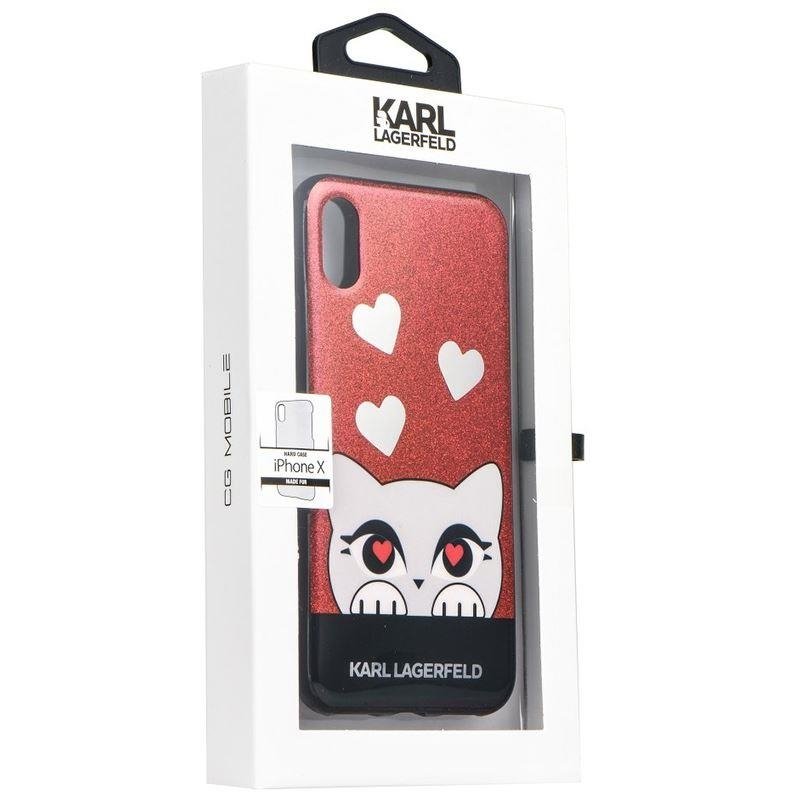 Bumper iPhone X, iPhone 10 Karl Lagerfeld Choupette Valentine - Rosu KLHCPXVDCRE