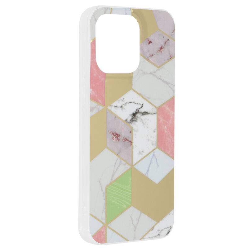 Husa iPhone 15 Pro Max Techsuit Marble, Purple Hex