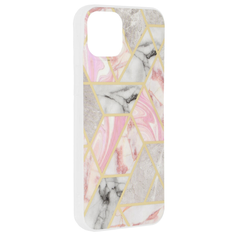 Husa iPhone 15 Plus Techsuit Marble, Pink Hex