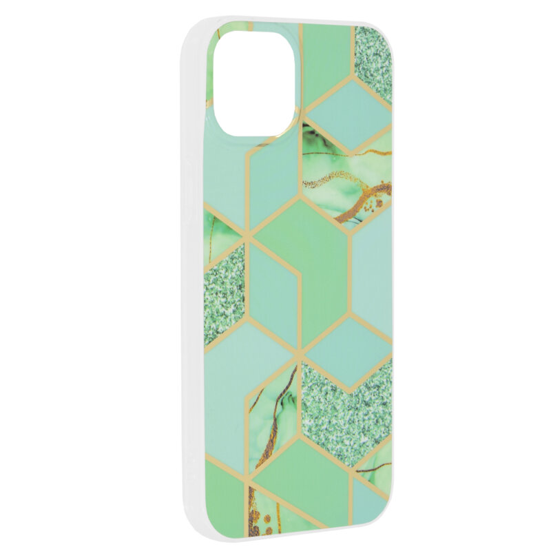Husa iPhone 15 Plus Techsuit Marble, Green Hex