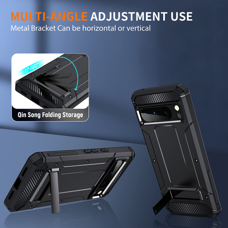 Husa antisoc Google Pixel 8 Pro Techsuit Hybrid Armor Kickstand, negru