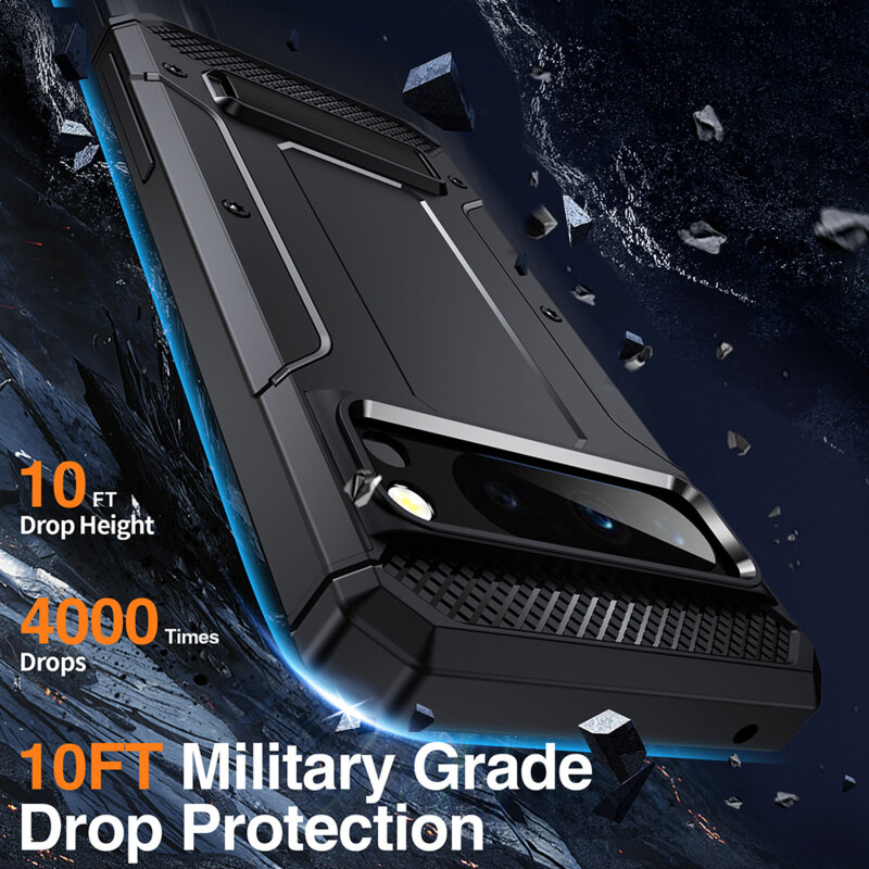 Husa antisoc Google Pixel 8 Pro Techsuit Hybrid Armor Kickstand, negru