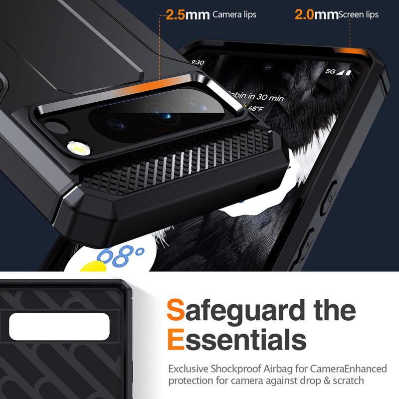 Husa antisoc Google Pixel 8 Pro Techsuit Hybrid Armor Kickstand, negru