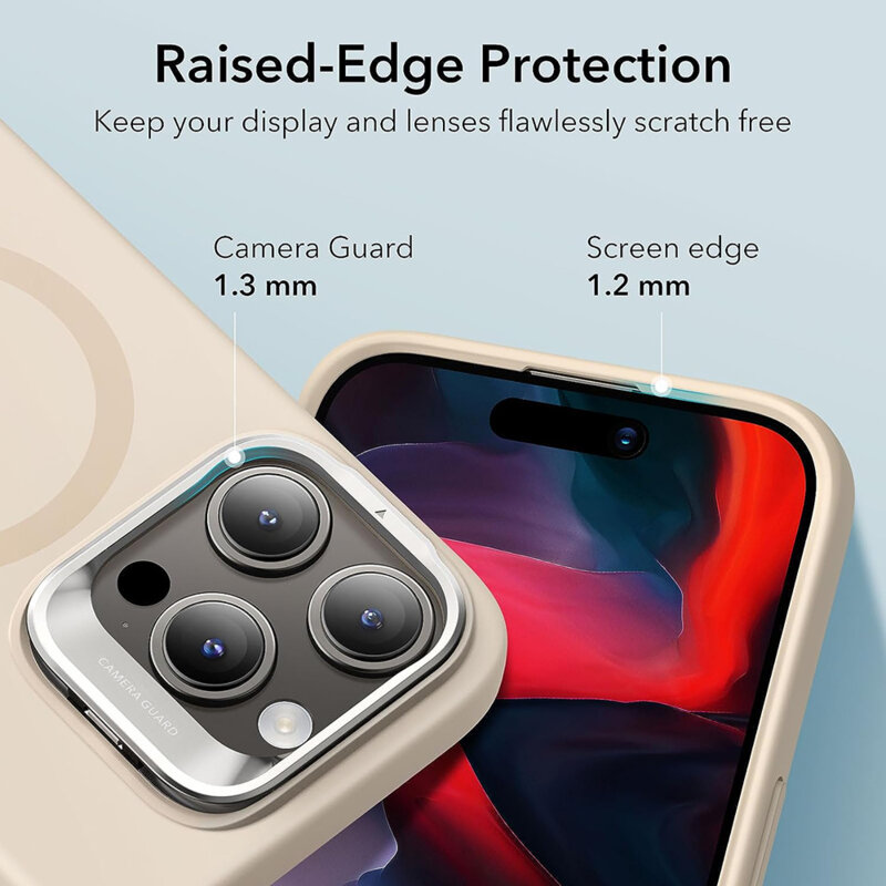 Husa iPhone 15 Pro Max ESR Cloud Soft HaloLock Kickstand, crem