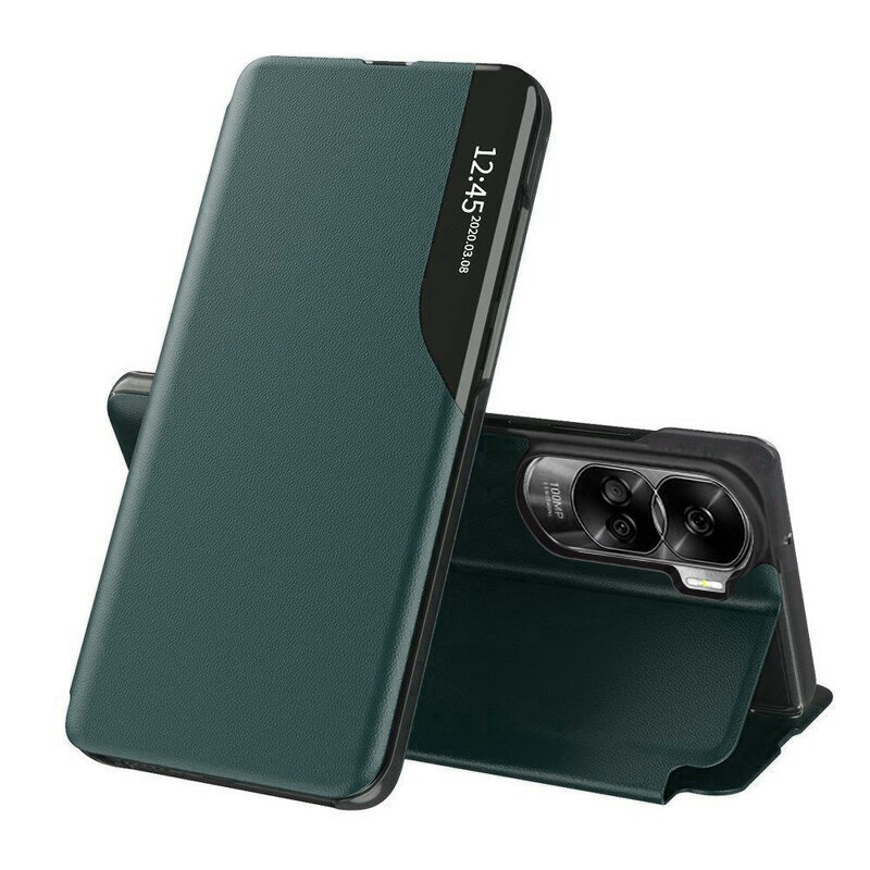 Husa Honor 90 Lite Eco Leather View flip tip carte, verde