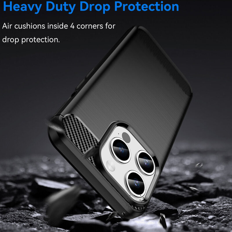 Husa iPhone 15 Pro Techsuit Carbon Silicone, negru