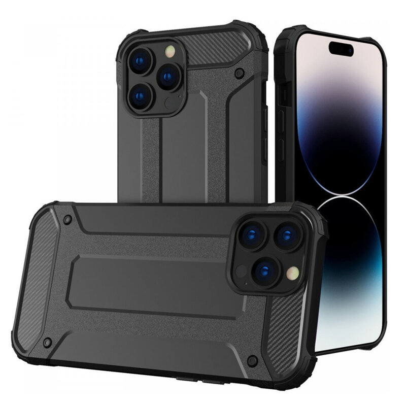 Husa iPhone 15 Pro Max Techsuit Hybrid Armor, negru