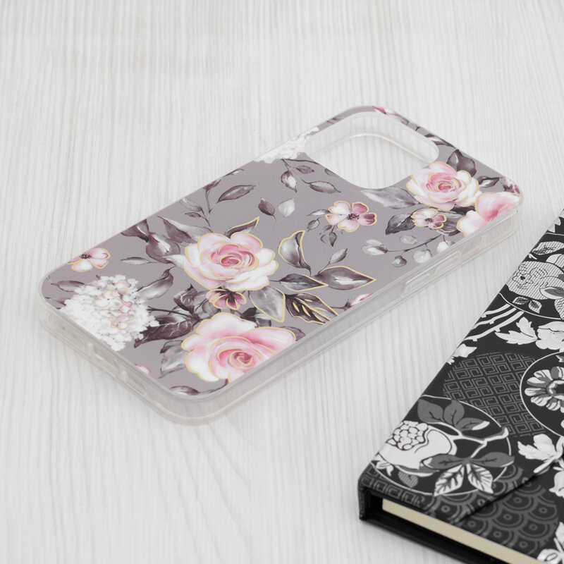 Husa iPhone 15 Pro Max Techsuit Marble, Bloom of Ruth Gray