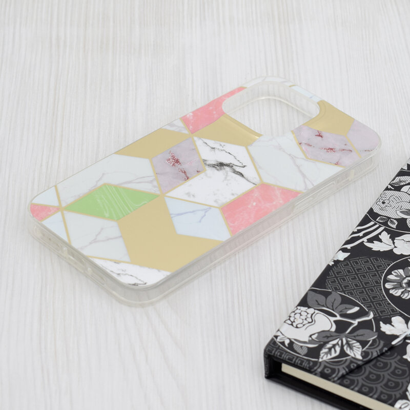 Husa iPhone 15 Pro Max Techsuit Marble, Purple Hex